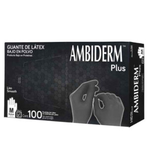 Guantes de Látex Ambiderm Plus Negros – Caja con 100 Piezas